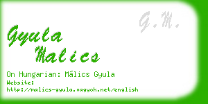 gyula malics business card