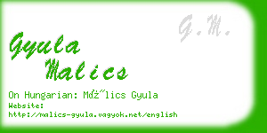 gyula malics business card